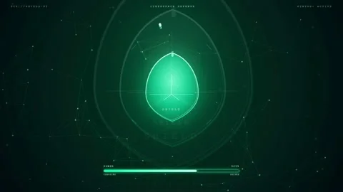 Futuristic Digital Interface with Glowing Green HUD Elements and Abstract Data Stock Footage 341825667