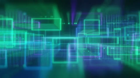 Futuristic Digital Interface with Glowing Grid Stock Footage 294770245
