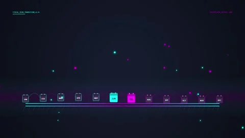 Futuristic Digital Interface with Glowing Icons and Data Flow - Dark Backgrou Stock Footage 348074092
