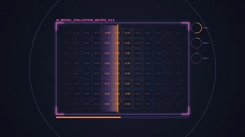 Futuristic Digital Interface with Glowing Matrix Code and Data Stream Stock Footage 348413593