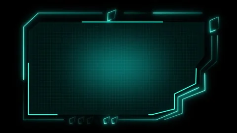 Futuristic digital interface with glowing neon display and grid lines Stock Footage 337367052