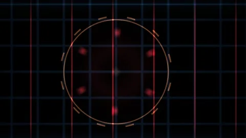 Futuristic Digital Interface with Glowing Particles and Grid Background. Stock Footage 333924754