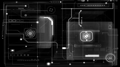 Futuristic digital interface with graphs, data analytics, and holographic di Stock Footage 311668227