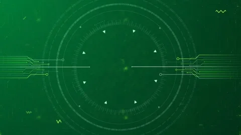 Futuristic Digital Interface with Green Circular Graphics and Tech Patterns 動画素材 341922181