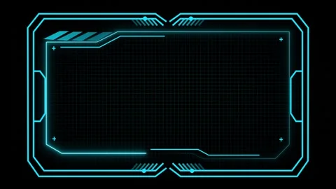 Futuristic digital interface with grid overlay and corner markers on dark b.. Stock Footage 337367446