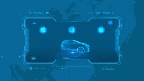 Futuristic Digital Interface with High-Tech Holographic Display of a Car Mode Stock Illustration