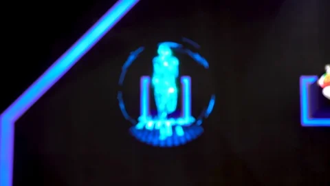 A futuristic digital interface hologram of an artificial intelligent figure Stock Footage 96225887