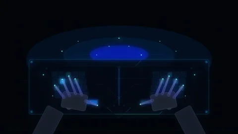 Futuristic digital interface hologram technology cyber animation Stock Footage 347246098