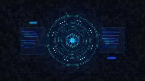 Futuristic digital interface HUD circle scanning data technology Stock Footage 348336524