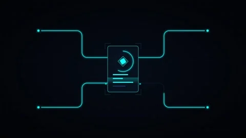 Futuristic digital interface hud with data processing nodes and network con.. Stock Footage 344861499