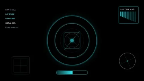 Futuristic digital interface hud display with glowing blue radar Stock Footage 343881103