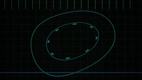 Futuristic Digital Interface HUD Element with Rotating Circular Data Rings. Stock Footage 340525758