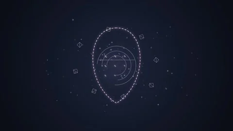 Futuristic Digital Interface HUD Element - Abstract Geometric Shape with Gl.. Stock Footage 348417012