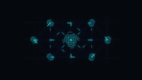 Futuristic digital interface hud elements, data visualization, cybernetic s.. Stock Footage 348336438