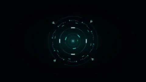Futuristic digital interface HUD with glowing cyan and white lines on a dar.. 動画素材 335826538