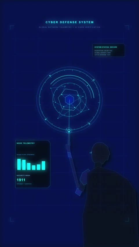 Futuristic digital interface hud, person interacting with data hologram, ne.. Stock Footage 348336365