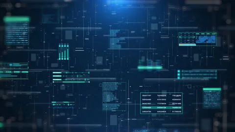 Futuristic digital interface of HUD system infographic element Stock Footage 228941322