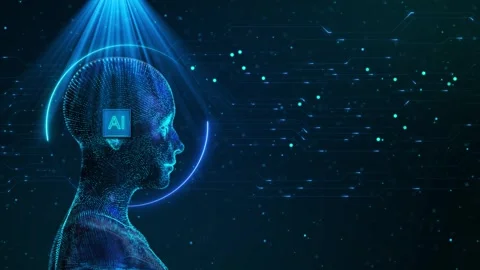 Futuristic Digital Interface Human Interaction. Machine learning reaction ai art Stock Footage 311874081