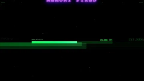 Futuristic Digital Interface with Loading Progress Bar and System Data on Black Stock Footage 336774631