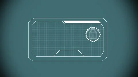 Futuristic digital interface with lock icon and grid. Futuristic digital in.. Stock Footage 337815322