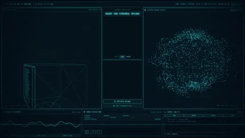 Futuristic Digital Interface with Neural Matrix and Data Visualization Stock Footage 348067546