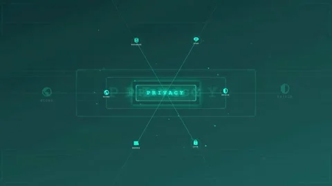 Futuristic Digital Interface with Privacy Security Lock and Data Encryption HUD Stock Footage 336775508