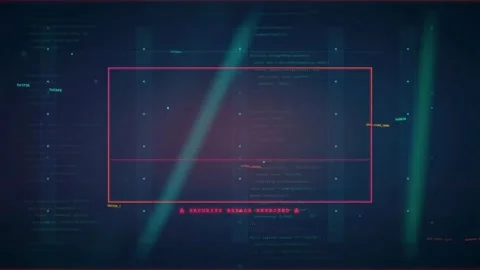 Futuristic Digital Interface with Programming Code and Scanning Light Beams Video stock 341069880