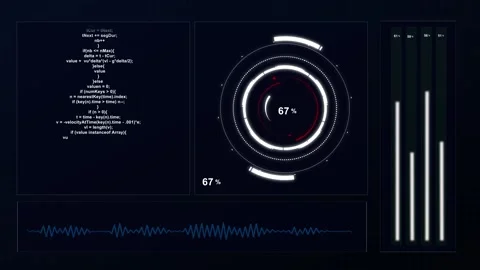 Futuristic digital interface with progress indicator. Futuristic digital in.. Stock Footage 337021954