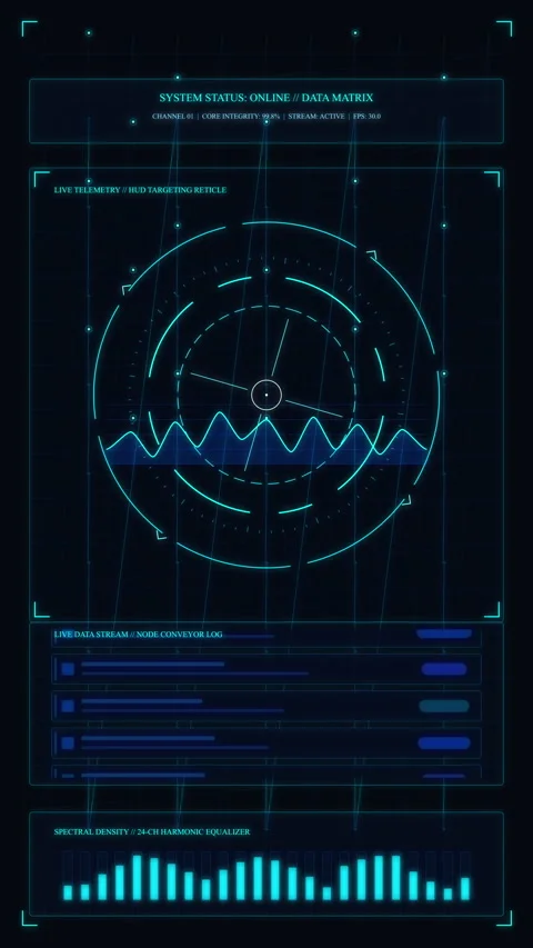 Futuristic digital interface with radar scan, data analysis, UI Stock Footage 348336689