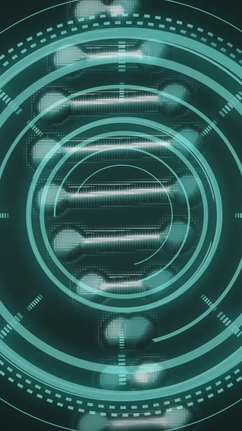 Futuristic digital interface with rotating circles and data visualization Video stock 320034885