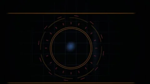 Futuristic Digital Interface with Rotating Circular HUD Elements. Stock Footage 341806560