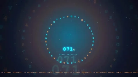 Futuristic Digital Interface with Rotating Data Ring and Glowing Cyber Security Stock Footage 343168529