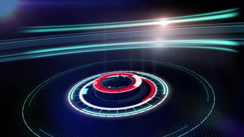 Futuristic digital interface with rotating elements and glowing lines animation Stock Footage 306564309