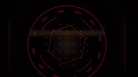 Futuristic Digital Interface with Rotating Hexagonal Data Grid and HUD Elem.. Stock Footage 340525765
