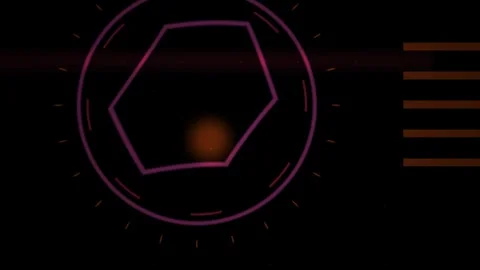 Futuristic Digital Interface with Rotating Hexagonal HUD Elements and Data .. Stock Footage 340525801