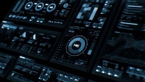 Futuristic digital interface screen Stock Footage 74771743