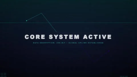 Futuristic digital interface screen showing core system active status animat 스톡 동영상 333823277
