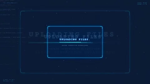 Futuristic Digital Interface Screen Showing Data Uploading Files Process with Stock Footage 336778010