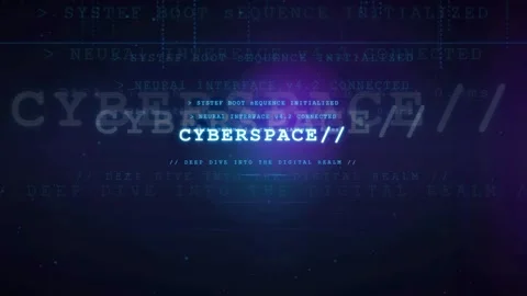 Futuristic Digital Interface with Scrolling Code and Cyberspace Text on Dark Stock Footage 336773672