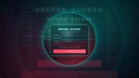 Futuristic Digital Interface with Secure Access Login Screen and Cyber Security Видео 343160731