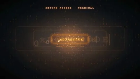 Futuristic Digital Interface with Secure Access Terminal and Glowing Data Stock Footage 343162886