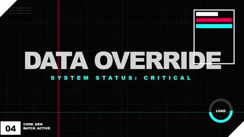 Futuristic Digital Interface Showing Data Override System Status Stockbeeldmateriaal 333051714