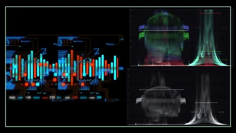 Futuristic digital interface showing data analysis Stock Footage 340628876