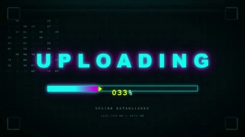 Futuristic Digital Interface Showing Data Uploading Progress Bar with Glowing Stock Footage 345756377