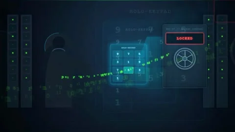 Futuristic Digital Interface Showing Security Access Granted Animation with Stock Footage 343156443