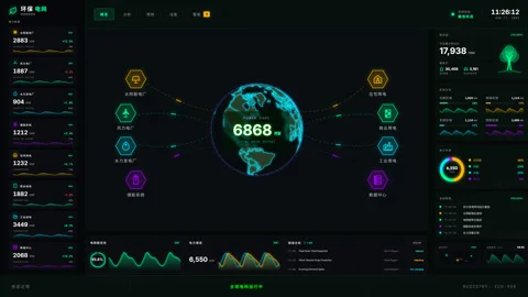 Futuristic digital interface showing smart grid energy management and renew.. Video stock 334656399