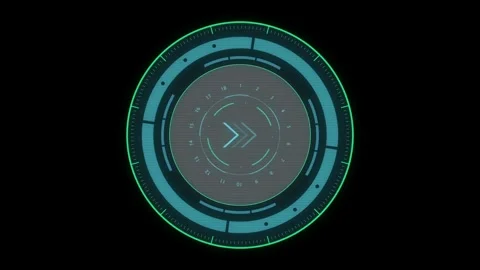 Futuristic Digital Interface with Vibrant Blue and Green Circular Design Video stock 341917892