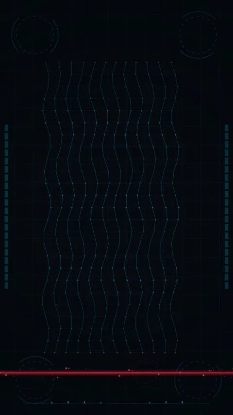 Futuristic Digital Interface with Wavy Data Lines and Red Scanning Beam Stock Footage 346202859