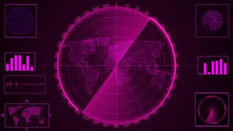 Futuristic Digital Interface with World Map and Charts Stock Illustration