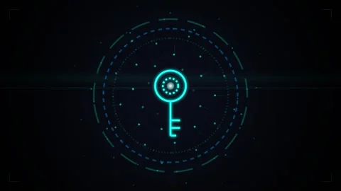 Futuristic digital keyhole interface background with glowing cyan technolog.. Stock Footage 344641861
